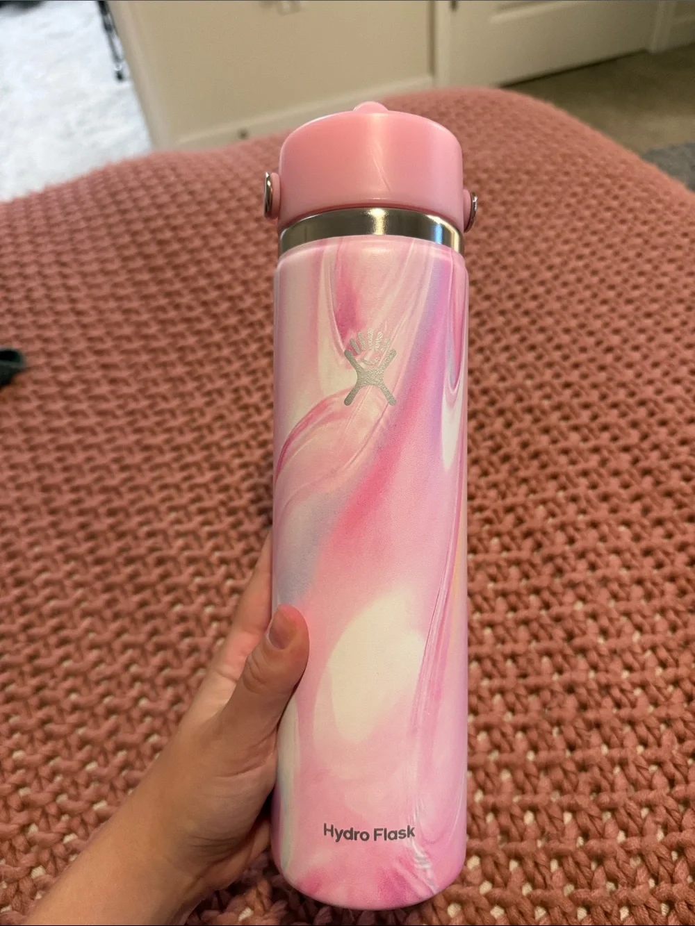 Hydro Flask Pink Marble Slim Insulated Bottle